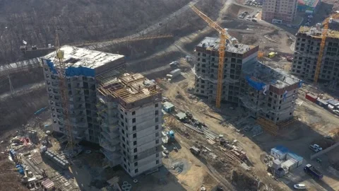 Construction of a new residential area. Stock Footage 171647038