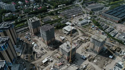 Construction of a new residential complex Video stock 93077912