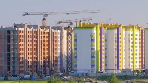 Construction of a new residential complex Stock Footage 109634519