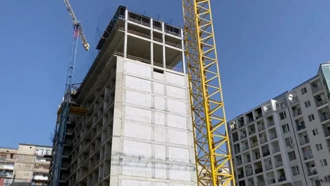 Construction of a new residential complex. Stock Footage 245342572