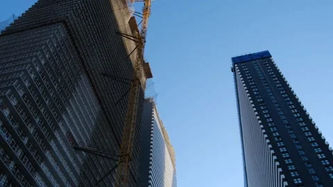 Construction of a new residential complex. Stock Footage 255700926