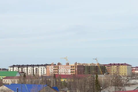 Construction of a new residential complex, new city, start of construction 스톡 사진