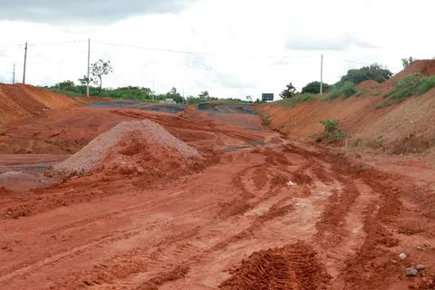 Construction of a New Road in the Northwest Section of Brasilia Stock Photos