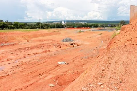 Construction of a New Road in the Northwest Section of Brasilia Stock Photos