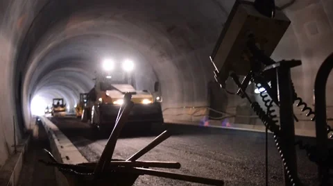 Construction of new road in the tunnel Stock Footage 65002549