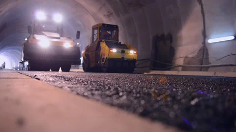 Construction of new road in the tunnel Stock Footage 65003159