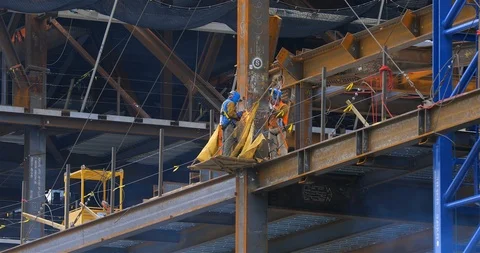 The construction of a new skyscraper Video stock 119571216