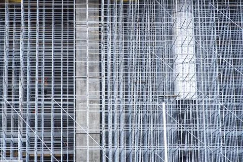 Construction of a new skyscraper side view Stock Photos