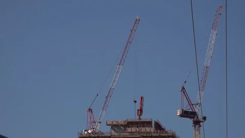 Construction of new tower - Hayarkon St. Bnei-Brak Stock Footage 102884749