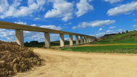 Construction of a new train bridge near Pamplona, ​​Spain 02/03/2026 Stock Photos