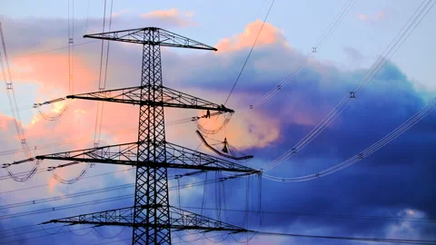 Construction of a new Transmission Line Stock Footage 163079438