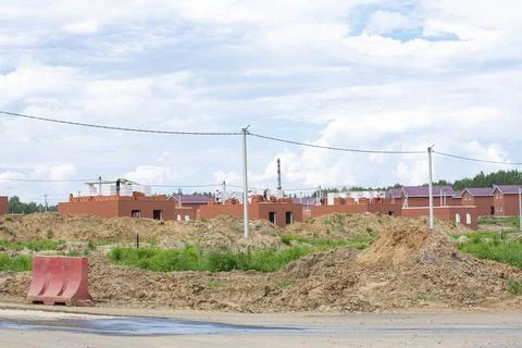 Construction of new two-storey brick houses. Foto stock