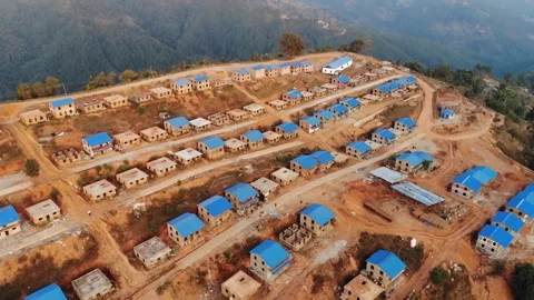 Construction of new village. Stock Footage 170882926