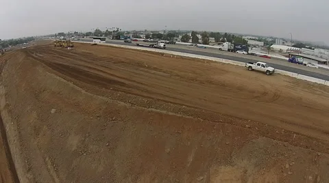 Construction Next To Freeway Video stock 43348054