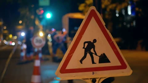 Construction night city Video stock 90056537