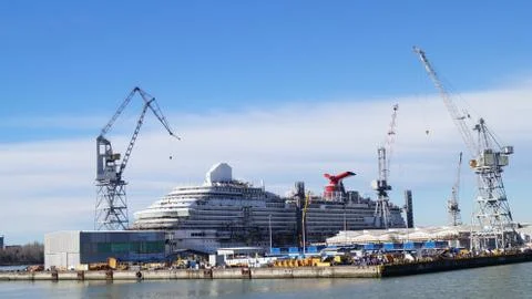 Construction of the ocean liner Stock Photos