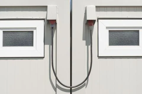 Construction office with cables Stock Photos