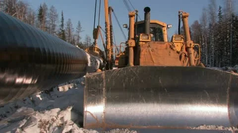 Construction of oil pipeline Stock Footage