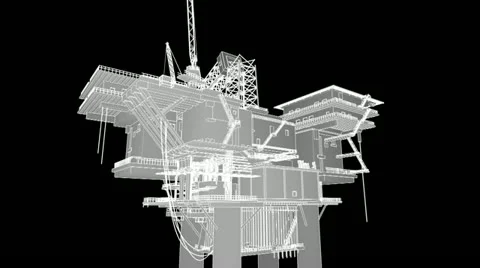 Construction of the oil platform, wireframe Stock Footage 12318598