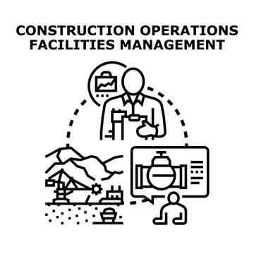 Construction operations facilities management vector illustration concept Stock Illustration