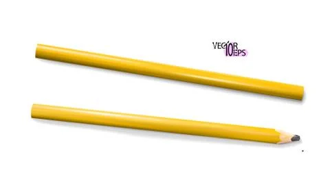 Construction or carpenter pencils yellow. Realistic tool isolated on white Stock Illustration