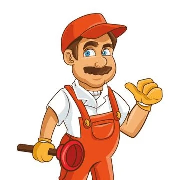 Construction or industrial worker holding plunger icon Stock Illustration
