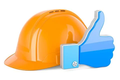 Construction Orange Hard Hat with like icon, 3D rendering Stock Illustration