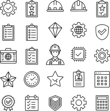 Construction Outline Icon Set Stock Illustration