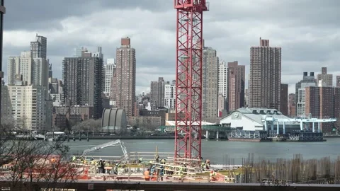 Construction over the river Stock Footage 241451340