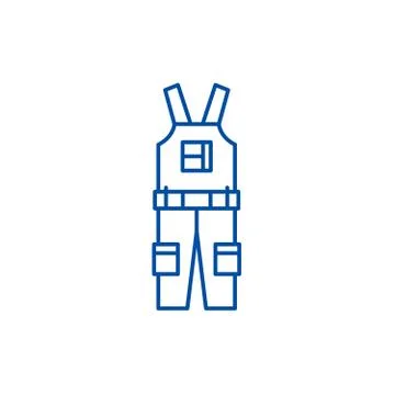 Construction overalls line icon concept. Construction overalls flat vector イラスト素材