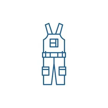 Construction overalls line icon concept. Construction overalls flat vector Stock Illustration