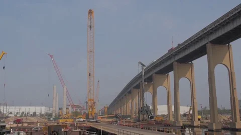 Construction on a Overpass Stock Footage 80209802