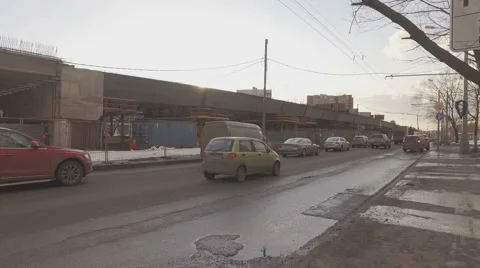 Construction of  overpass at  intersection of Volgograd prospectus 库存影片 61166454