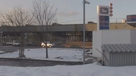 Construction of  overpass at  intersection of Volgograd prospectus Video stock 61166662
