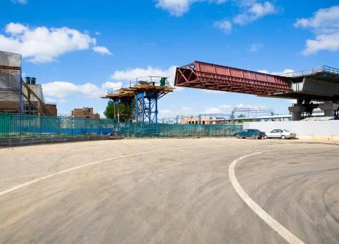 Construction of the overpass through the central Moscow ring. Stock Photos