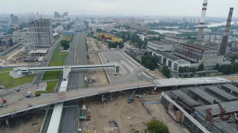 Construction of the overpass through the Moscow Central Ring. Stock Footage 101161318