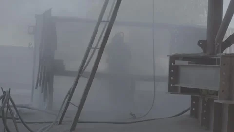 Construction, painting work, white dust, builder Stock Footage 278398455