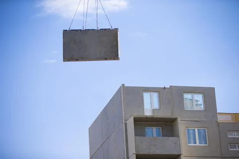 Construction of a panel house. Stock Photos