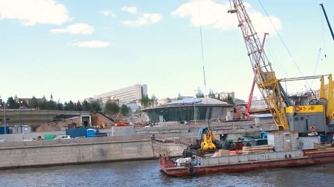 Construction of Park Zaryadye in Mosco Stock Footage 120161601
