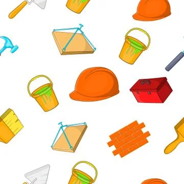 Construction pattern, cartoon style Illustrazione stock