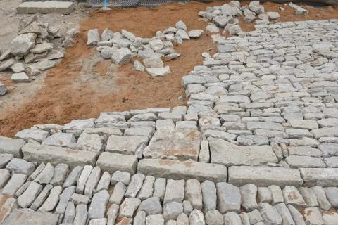 Construction of a paved road Stock Photos