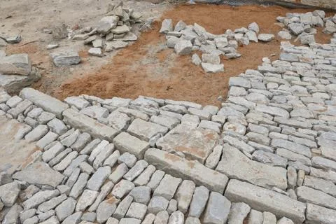 Construction of a paved road Stock Photos