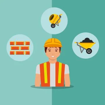 Construction people tools Stock Illustration