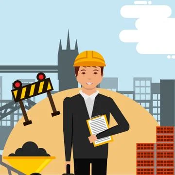 Construction people workers 스톡 일러스트