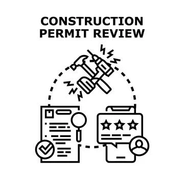 Construction permit review process for building permits Stock Illustration