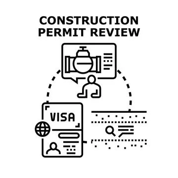 Construction permit review process for urban planning development Stock Illustration