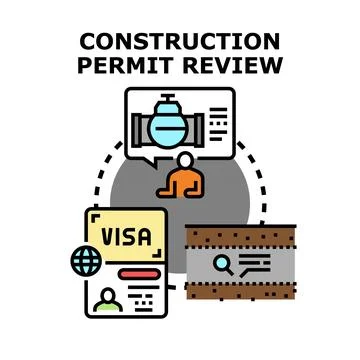 Construction permit review process for urban planning development イラスト素材