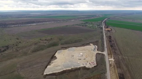 Construction of the pipeline. Site construction. Construction machinery Stock Footage 104165973
