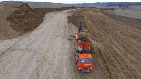 Construction of the pipeline. Site construction. Construction machinery Stock Footage 104166099