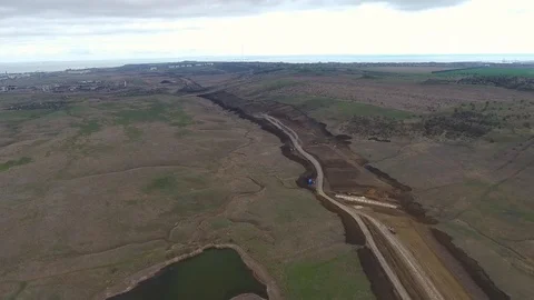 Construction of the pipeline. Site construction. Construction machinery Vídeo Stock 104166147